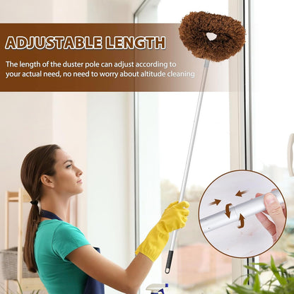 Ceiling Fan Cleaner Duster High Ceiling Extended Fan Blade Cleaner from 13 to 50 Inch Reusable Microfiber Ceiling Fan Duster with Extension Handle for Furniture Bookshelves Wall Door (Gray)