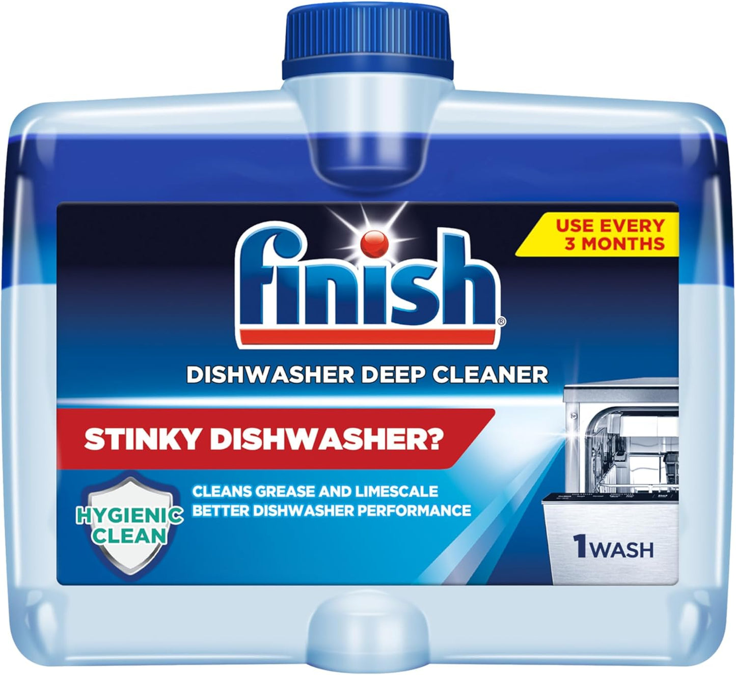 Finish Dishwasher Cleaner Tablets, Deep Cleans Hidden Grease & Grime, Fights Odors, No Extra Wash Cycle, Helps Maintain Dishwasher, 12 Month Supply, 12 Count