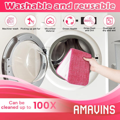 3 Pack Microfiber Reusable Mop Pads, Wet/Dry Floor Cleaning Refill Mop Pads, Spray Mop Hard Wood Floor Mop Pads Refills, Machine Washable Power Mop Pads Replacement