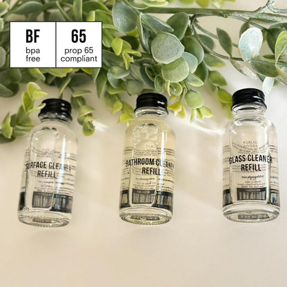 Public Goods Empty Glass Spray Bottle for Glass Cleaner | Refillable Spray Bottle for Cleaning | Made with Clear Borosilicate Glass for Windows, Mirrors | BPA Free | 24 Oz