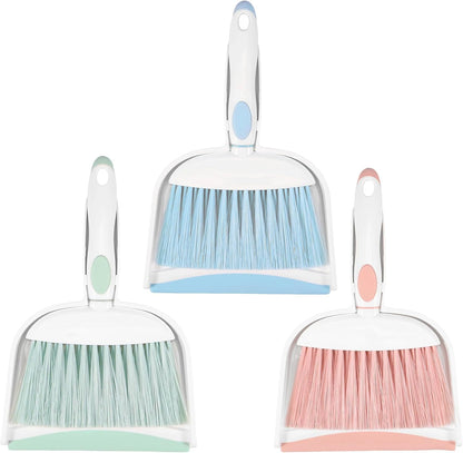 Dust pan, Mini Dustpan and Brush Set, Small Broom and Dustpan Set, Small Hand Broom and dust pan Set, Whisk Broom, Dust pan and Brush for Desk, Table, Home, Kitchen (Light Green 2pcs)