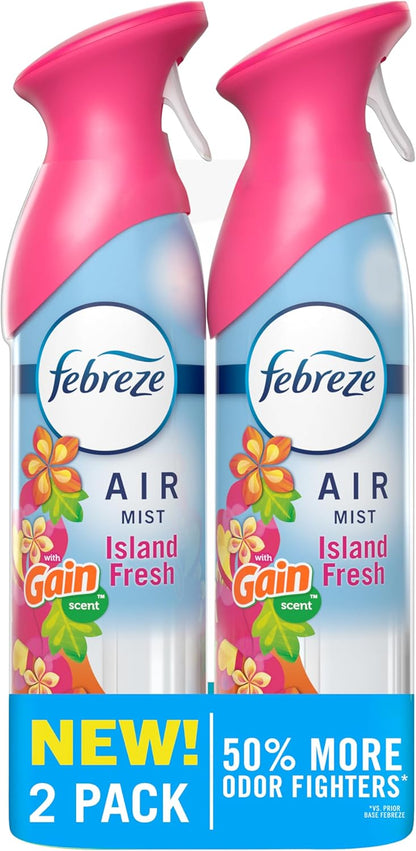 Febreze Air Mist Air Freshener Spray, Odor-Fighting Room Spray, Air Fresheners for Home and Bathroom and Kitchen, Aerosol Can, Downy April Fresh Scent, 8.8oz (Pack of 2)