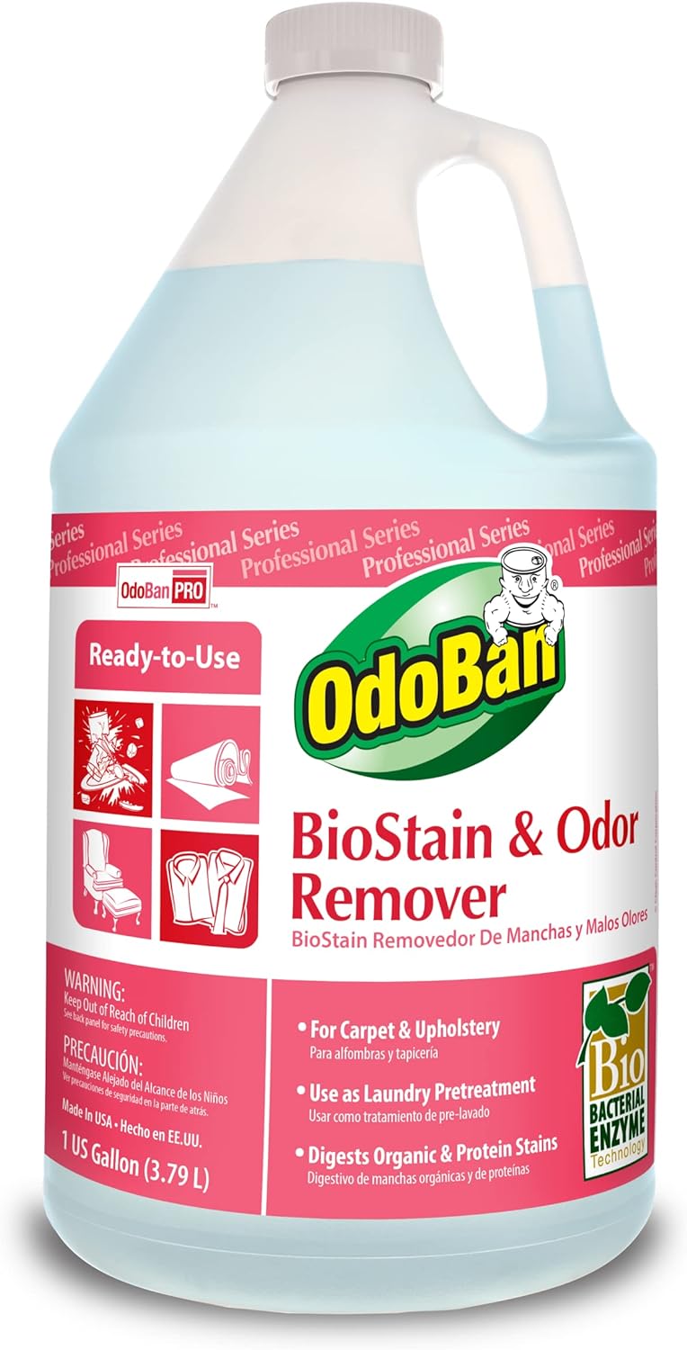 OdoBan Professional Cleaning and Odor Control Solutions, Ready-to-Use Biostain and Odor Remover, Made in the USA, 32 oz Spray Bottle and 1 Gallon