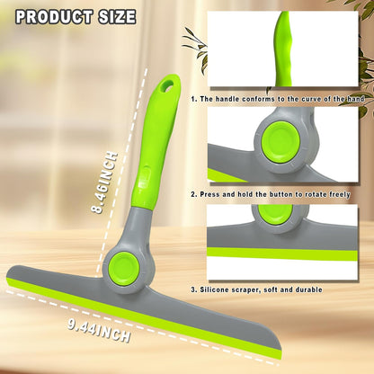 Small Squeegee Silicone Squeegee with Wood Handle Household Cleaner for Mirror Window Car Windshield Shower Door Countertop (Green Wood Handle)