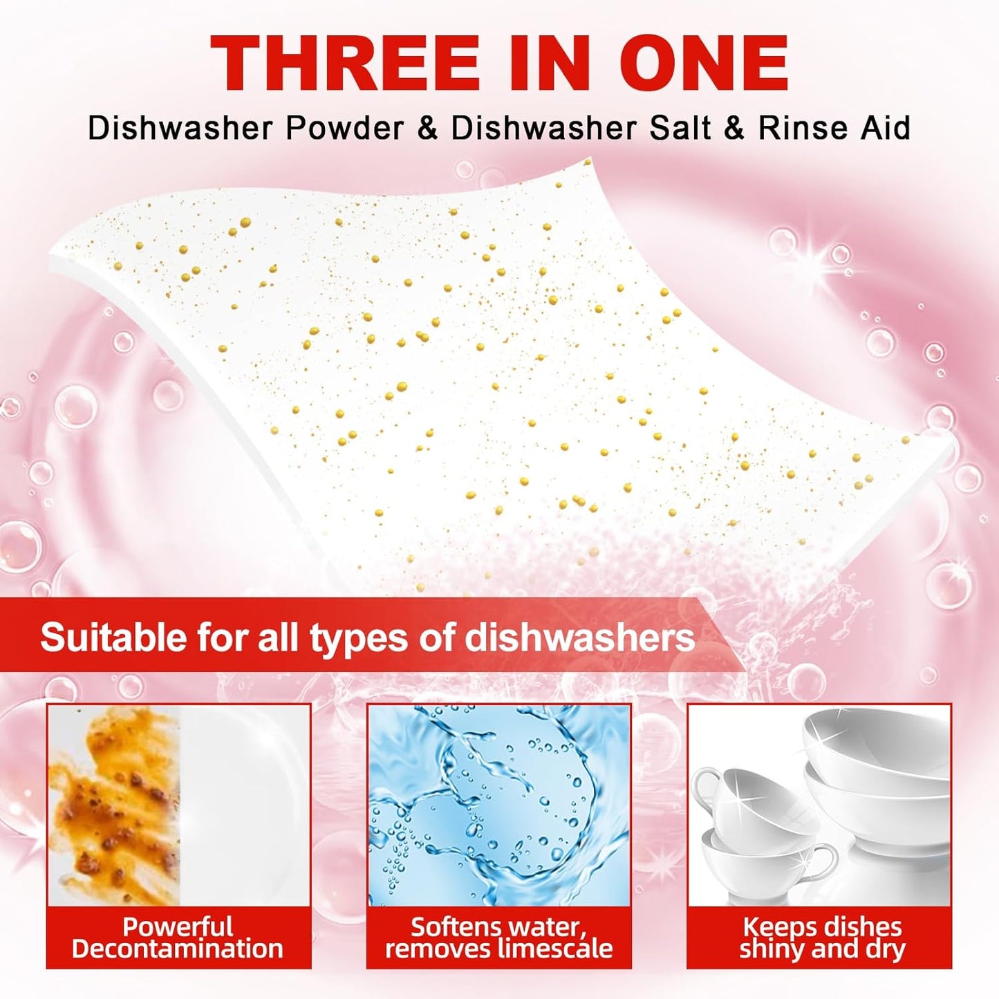 Binbata Eco Dishwasher Detergent Sheets Up To 160 Loads, Unscented Plastic Free Dishwashing Soap Strips With High Efficient Solid Enzyme, Leaving Dishes Sparkling Clean