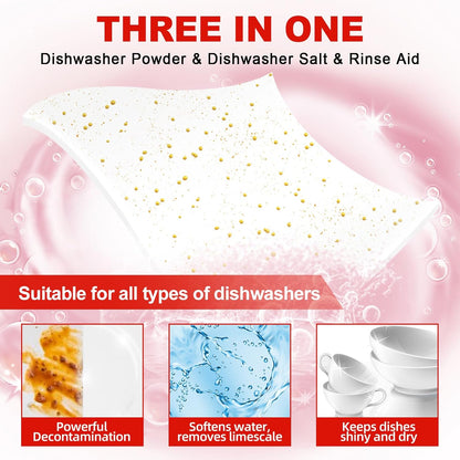 Binbata Eco Dishwasher Detergent Sheets Up To 160 Loads, Unscented Plastic Free Dishwashing Soap Strips With High Efficient Solid Enzyme, Leaving Dishes Sparkling Clean