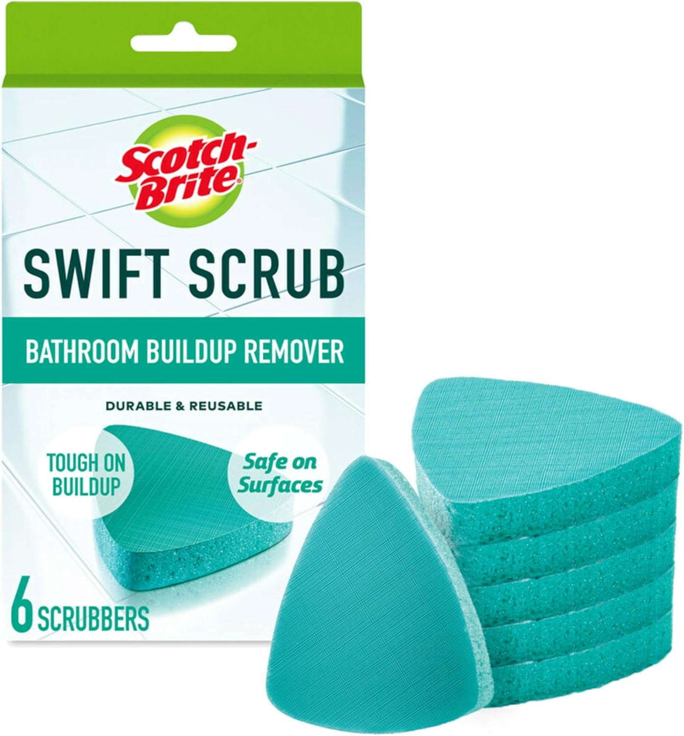 Scotch-Brite Swift Scrub Bath Cleaner Scrubbers, Soap Scum Remover for Cleaning Bathroom, Bathroom Scrubber Pads Safe for Tile, 2 Bathroom Cleaner Scrubbers