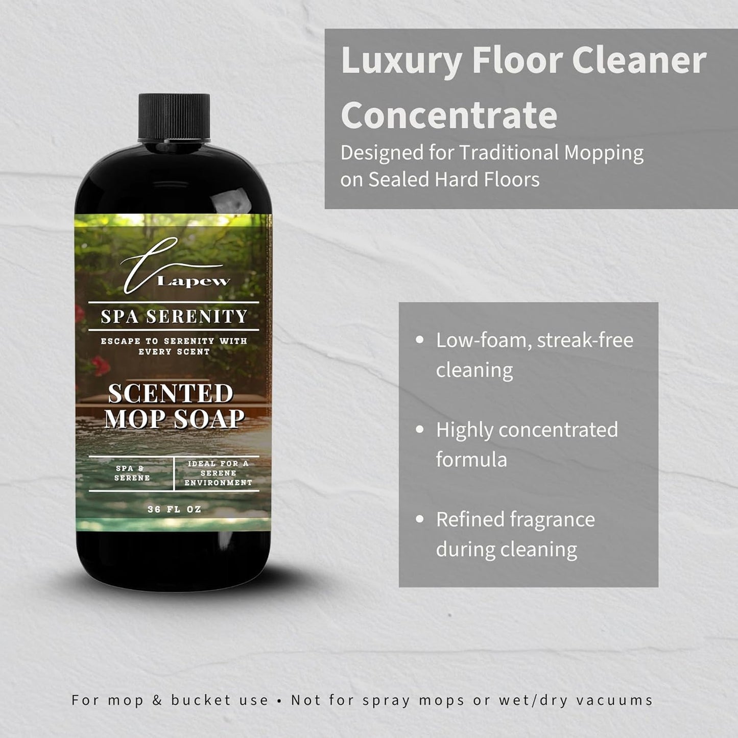 Lapew Baccarat Scented Mop Soap - Luxury Floor Cleaner Concentrate for Mopping Tile, Laminate, Vinyl & Hardwood | Streak-Free, Low-Foam | 36 oz - Colors B