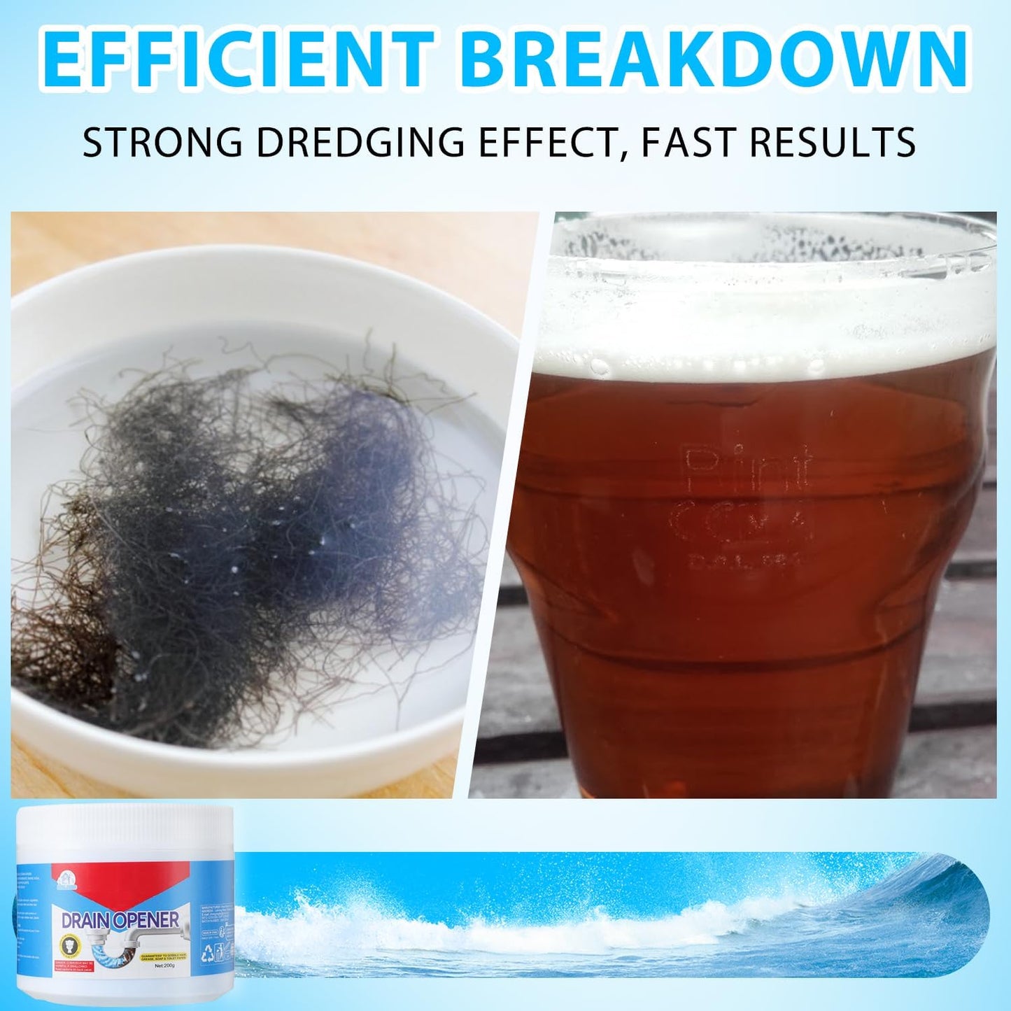 BELL BIRDCrystal Lye Drain Opener,Crystal Lye Drain Cleaner,Pipeline Dredging Agent,Drains Clog Remover Agent,Unclogs Bathroom and Kitchen Sinks,Shower Pipes (260g/9.2oz)