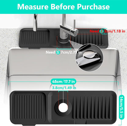24 Inch Longer Faucet Mat for Kitchen Sink, 5° Slope Fast Self-draining, Kitchen Sink Splash Guard Silicone Sink Faucet Mat Splash Guard Kitchen Sink Area Tidy Splash Faucet Guard Draining Mat