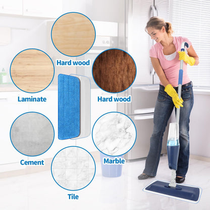 3 Pack Microfiber Reusable Mop Pads, Wet/Dry Floor Cleaning Refill Mop Pads, Spray Mop Hard Wood Floor Mop Pads Refills, Machine Washable Power Mop Pads Replacement