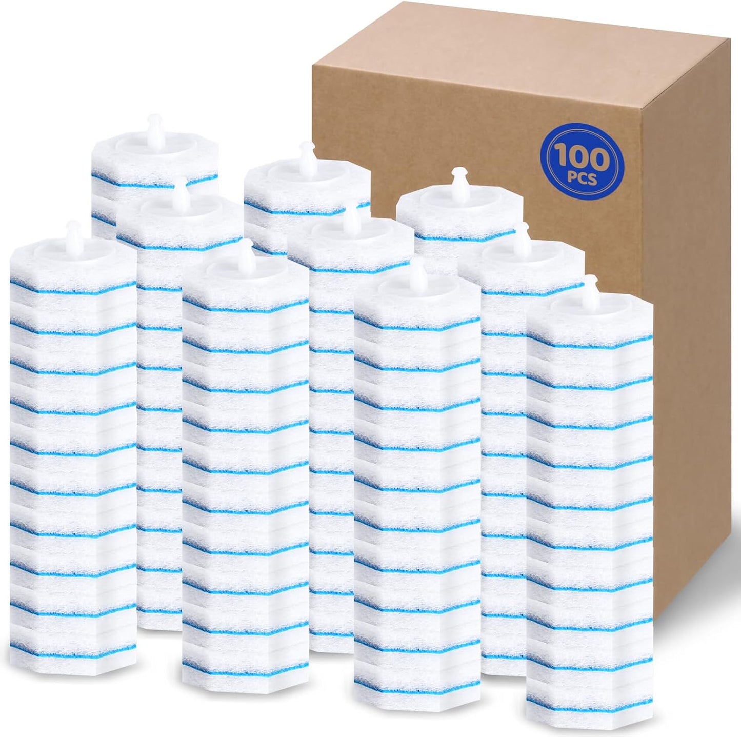 100 Count Toilet Wand Refills Disposable Toilet Brush Toilet Cleaner Refill Pads Wand Kit Scrubber Refills Compatible With Most Brushes No Falling Apart, Fresh Fragrance