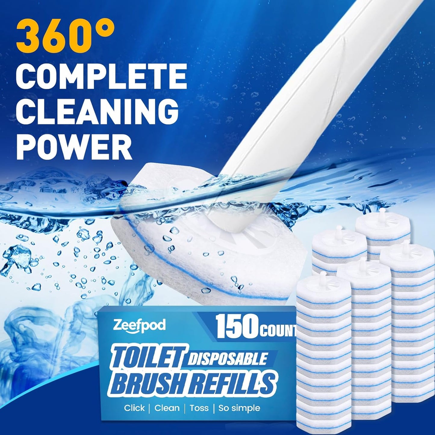 Toilet Cleaner Refill Pads, Disposable Toilet Bowl Cleaner Refill for Toilet Cleaner Wand, Single-Use Hygienic Scrubber Heads, 20 Count