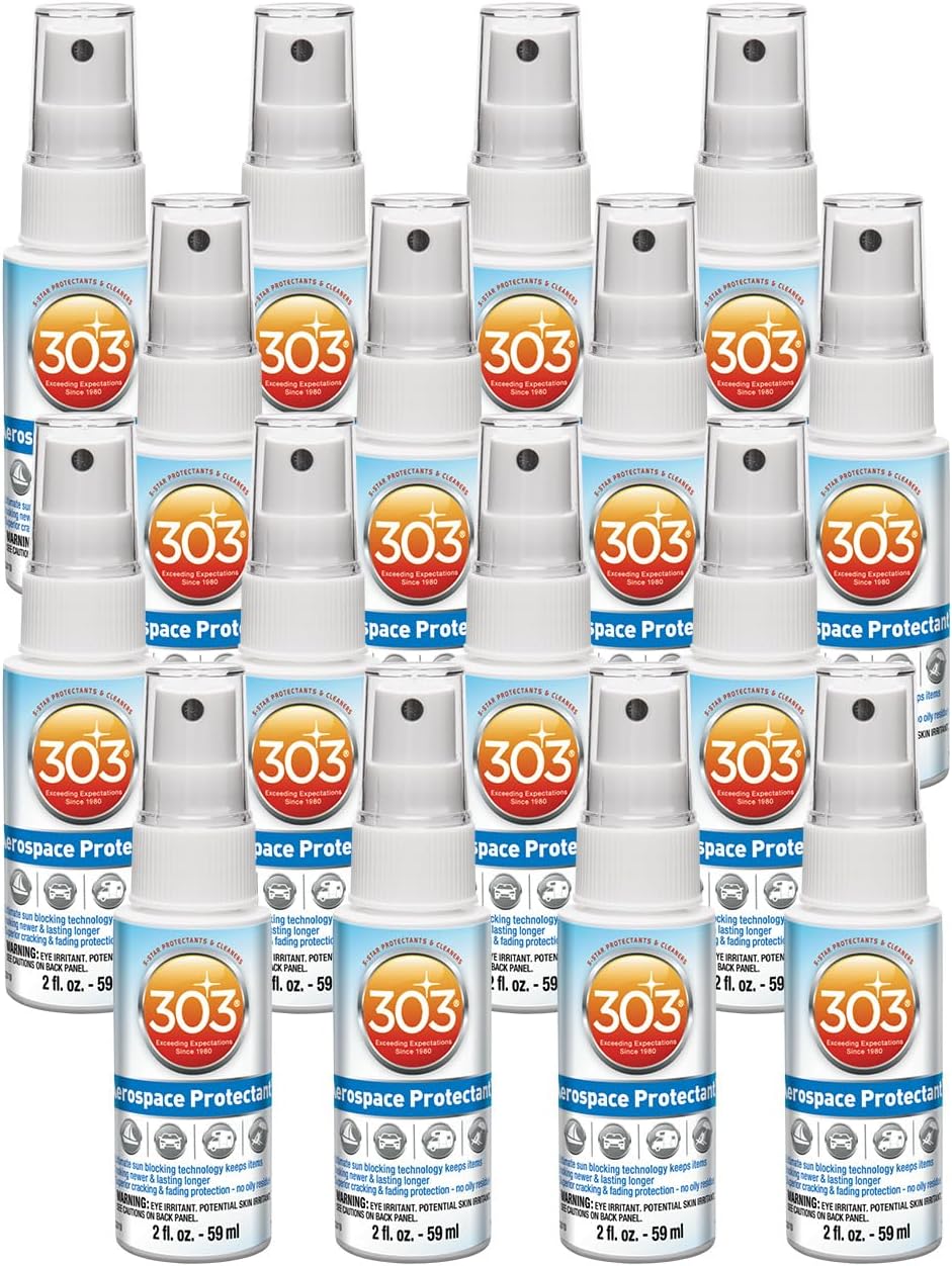 303 Products (30308CSR) UV Protectant Spray for Vinyl, Plastic, Rubber, Fiberglass, Leather & More – Dust and Dirt Repellant - Non-Toxic, Matte Finish, 16 Fl. oz., White