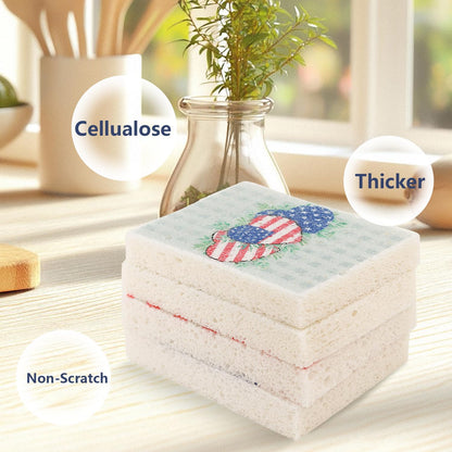 Cellulose Sponges, Large Size 4" x 6" x 1" - Heavy Duty Scrub Kitchen Sponge, Clean Tough Messes Without Scratching Kitchen Cleaning Pads, Pop Up Eco DIY (6 Pack), Green