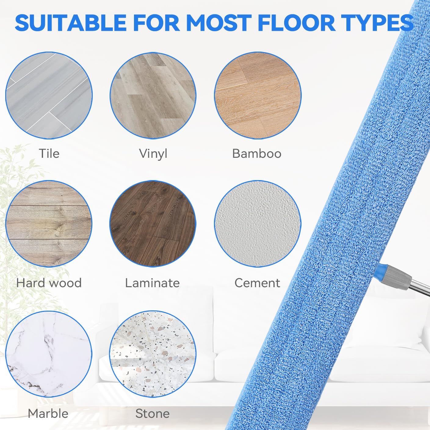 36" Microfiber Pad for Rubbermaid Commercial 36 Inch Mop Head - 6 Pack Replacement Wet & Dry Commercial Reusable Cleaning Mop Refills Fit for Any Microfiber Flat Mop System 36"