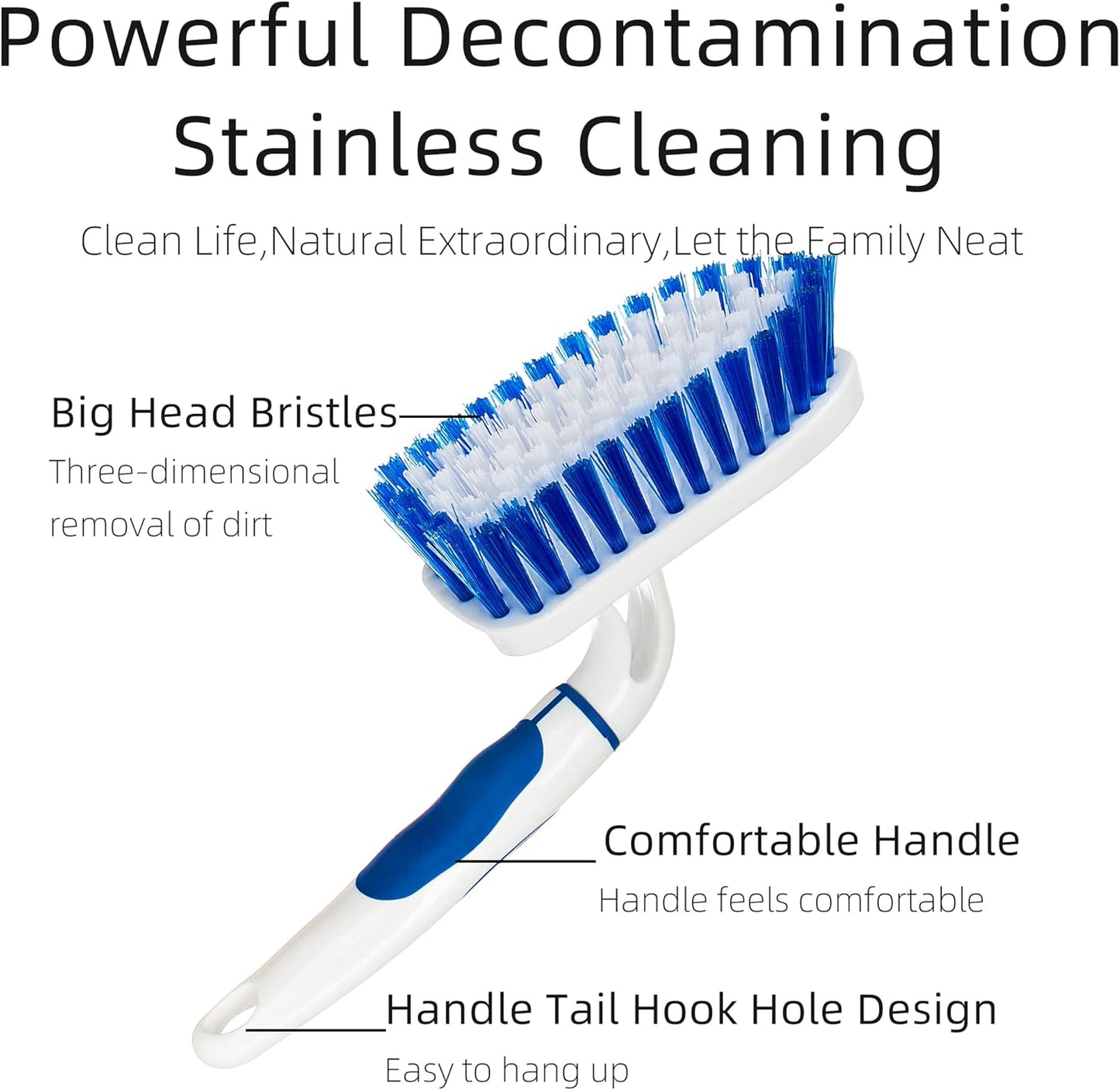 2-Pack Scrub Brush for Cleaning with Long Handle,Medium Firm Brush Bathroom Cleaning Supplies and Bathtub Cleaner and Shower Cleaning Brush,Multi-Scene Use for Kitchen or Carpet Brush,White&Green