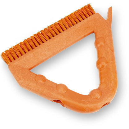 SPARTA Plastic Commercial Grout Brush, Triangle-Shaped Scrub Brush with Scraper and Two Threaded Holes for Attaching Handle (Sold Separately), 9 x 7 x 7 Inches, Gray