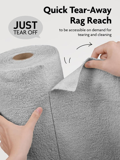 Fantasticlean Microfiber Cleaning Cloth Roll -40 Pack, Tear Away Microfiber Towels, 12" x 12", Reusable, Washable, Scratch Free, Ultra Absorbent Dishcloth for All-Around Cleaning Supplies (White)