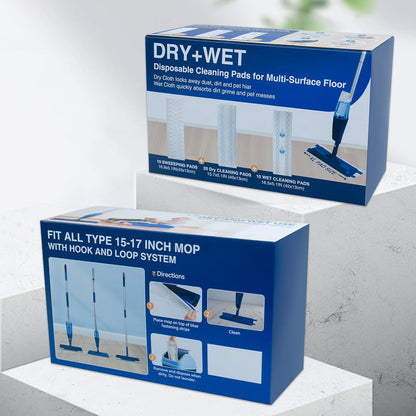 40 Count Dry+Wet Hardwood Floor Cleaner Pads for Bona Mop Replacement Pads XL Disposable Wet Cleaning Pad Multi Surface Floor Pads Refill Compatible with Bona, Rubbermaid, Libman and Swiffer Power Mop