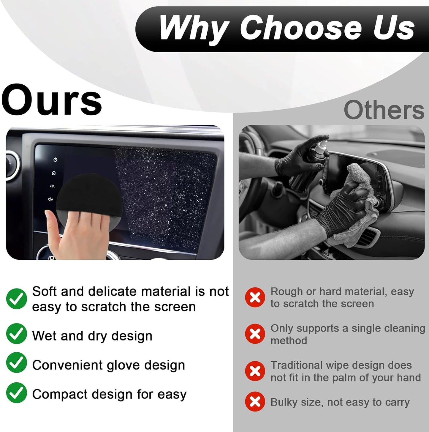 Car Screen Cleaner, 4.1''×4.1'' Microfiber Dashboard Wipes, Square Microfiber Cloth, Car Display Wipes,Vehicle Screen Cleaner Tool universal for Car Dashboard Car Display Car Interior Tools (Black)