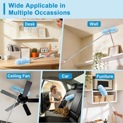 6 ft Extendable Duster Handle with 20 Refills, Duster with Extension Pole, Disposable Microfiber Dusting Pads for Home Cleaning,High Ceiling, Fan, Window, Hard-to-Reach Areas