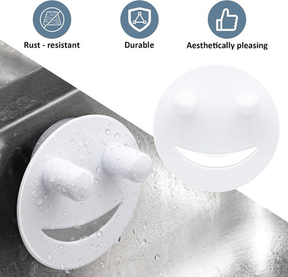 2 Pack Stainless Steel Smiley Face Dish Sponge Holder, Silver Sink Caddy Organizer Storage with Suction Cup for Kitchen, Kitchen Accessories Decor Scrubber-Silver