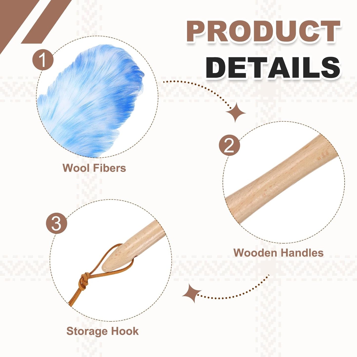 uxcell Wool Duster, 14.2" Natural Feather Cleaner Household Cleaning Duster with Solid Wooden Handle for Cleaning Fans Window Blinds Shelves Furniture, Pink