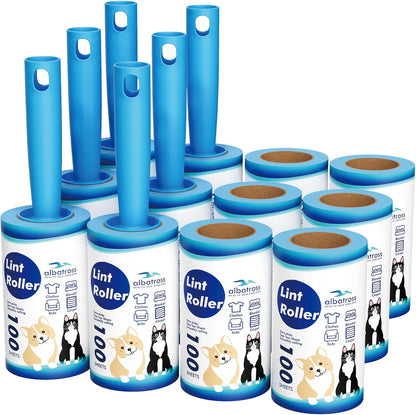 Large Lint Rollers for Carpet, 9.45'' Sticky Rollers for Floor with 360 Sheets, Extendable Long Handle Sticky Mop for Cleaning Couch, Curtains, Cars, Clothing, and Pet Hair