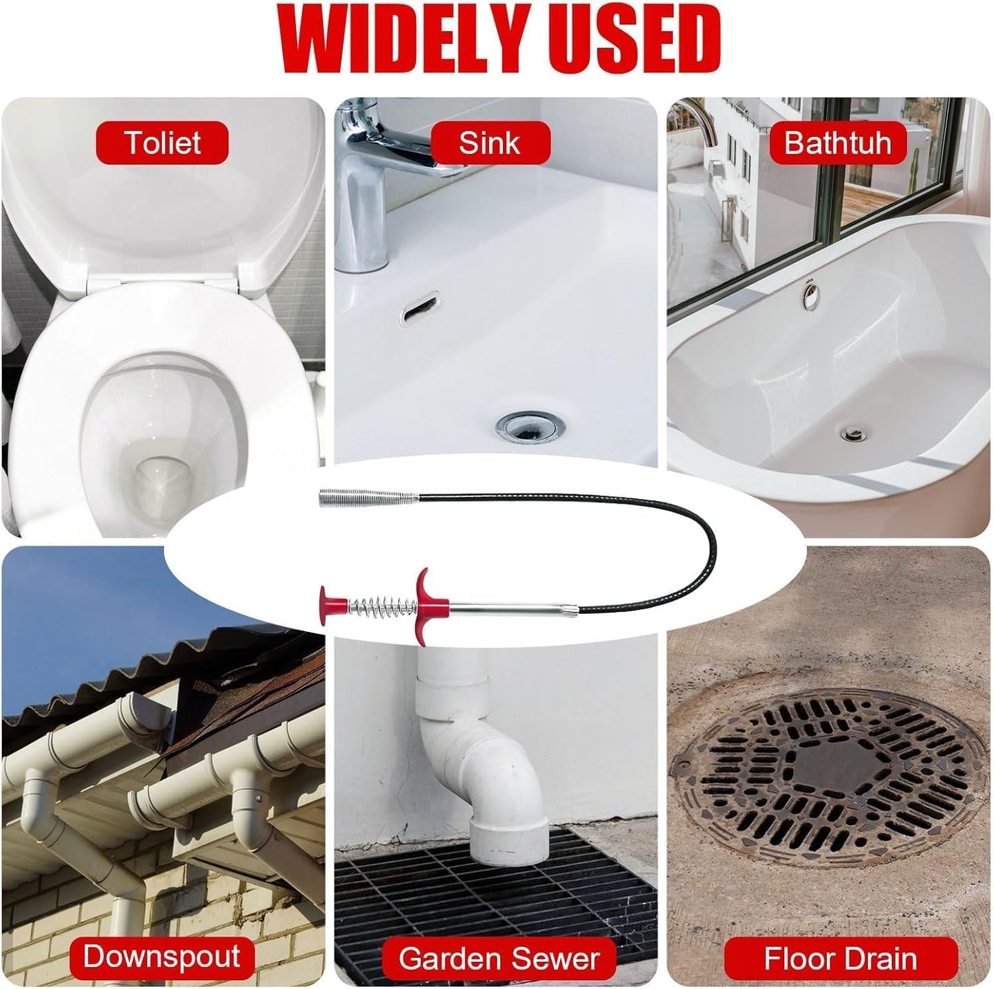 Drain Snake,33 inch Flexible Grabber Claw Pick Up Reacher Tool,Drain Clog Remover - Gutter Cleaning Tools for Home Sink, Bathroom Tub,Drain, Toilet, Tight Spaces