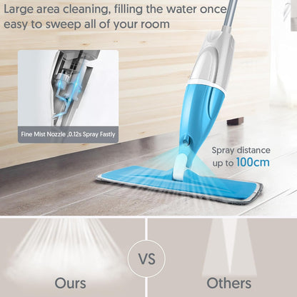 Spray Mops for Floor Cleaning: EXEGO Wet Mop with 3 Washable Microfiber Pads for Swiffer Powermop - Floor Flat Mop Dust Dry Nops for Hardwood Tile Wood Laminate Vinyl Marble - Home Commercial Mop