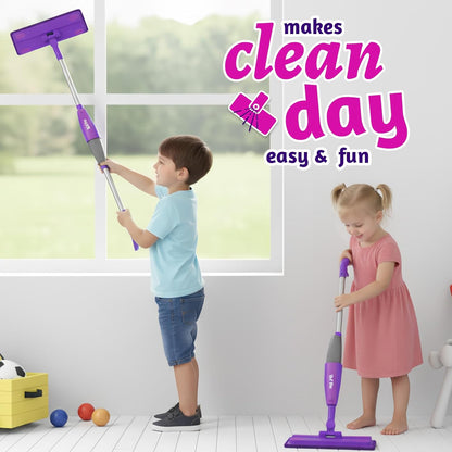 Kids Spray Mop, Toddlers Cleaning Playsets with Real Water Sprayer, Kids Mop Toys, Montessori Cleaning Set, Christmas Birthday Gifts for Boys and Girls Age 3 4 5 6, Purple