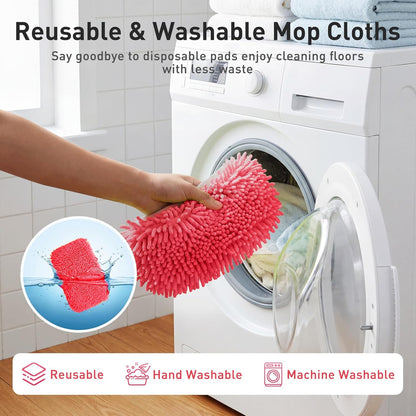 6 Pack Reusable Microfiber Mop Pads Compatible with Sweeper Mops, Replacement Mopping Pads Dry Sweeping Cloths, Washable Chenille Flat Mops Refills for Mopping Floor Cleaning (Mop is not Included)