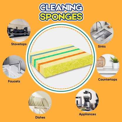 LAUNDRYLUX Scrub Sponge, Dual-Sided Temperature-Responsive Scrubber - Non-Scratch - Multipurpose Dish Sponges for Kitchens, Bathrooms, and Outdoor Use - 3 Pack