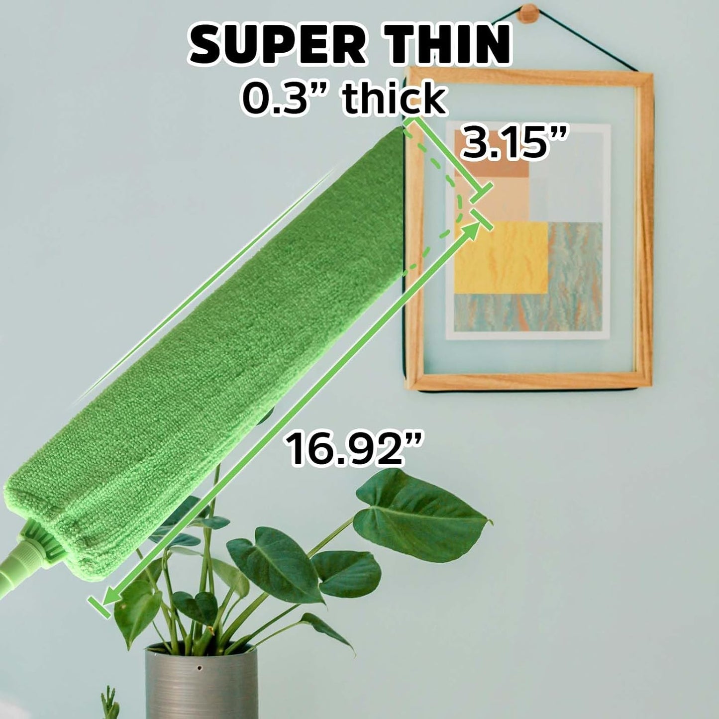 Cobweb Duster with Extension Pole, Bafezoze Ceiling Fan Duster with Long Handle, Spider Web Brush Flat Duster for Under Appliances High Ceilings Outdoor