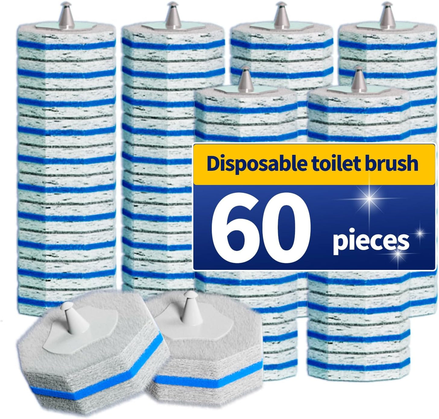 Disposable Toilet Bowl Brush with 36 Toilet Wand Refills Pads Replacement Heads, Toilet Cleaning Stick,Toilet Bowl Cleaner Wands Holder and Set, Toilet Cleaning System Starter Kit