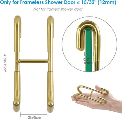 Simtive Shower Door Hooks (2-Pack), Towel Hooks for Bathroom Frameless Glass Squeegee Hooks, Black