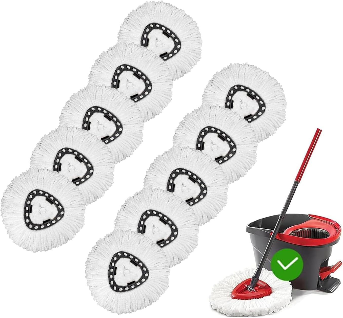 [ 5 Pack ]Mop Heads Replacements, Spin Mop Replacement Head Deep Cleaning Machine Washable and Easy-to-Replace,Spin Mop Refill Replacement Head 100% Microfiber,Mop Head Compatible with O Ceda EasyWrin
