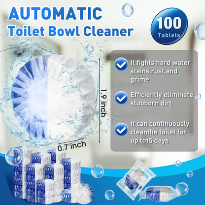 Qualirey 60 Pack Automatic Toilet Cleaner Tablets Toilet Bowl Long Lasting Bathroom Tank Tablets (Blue)