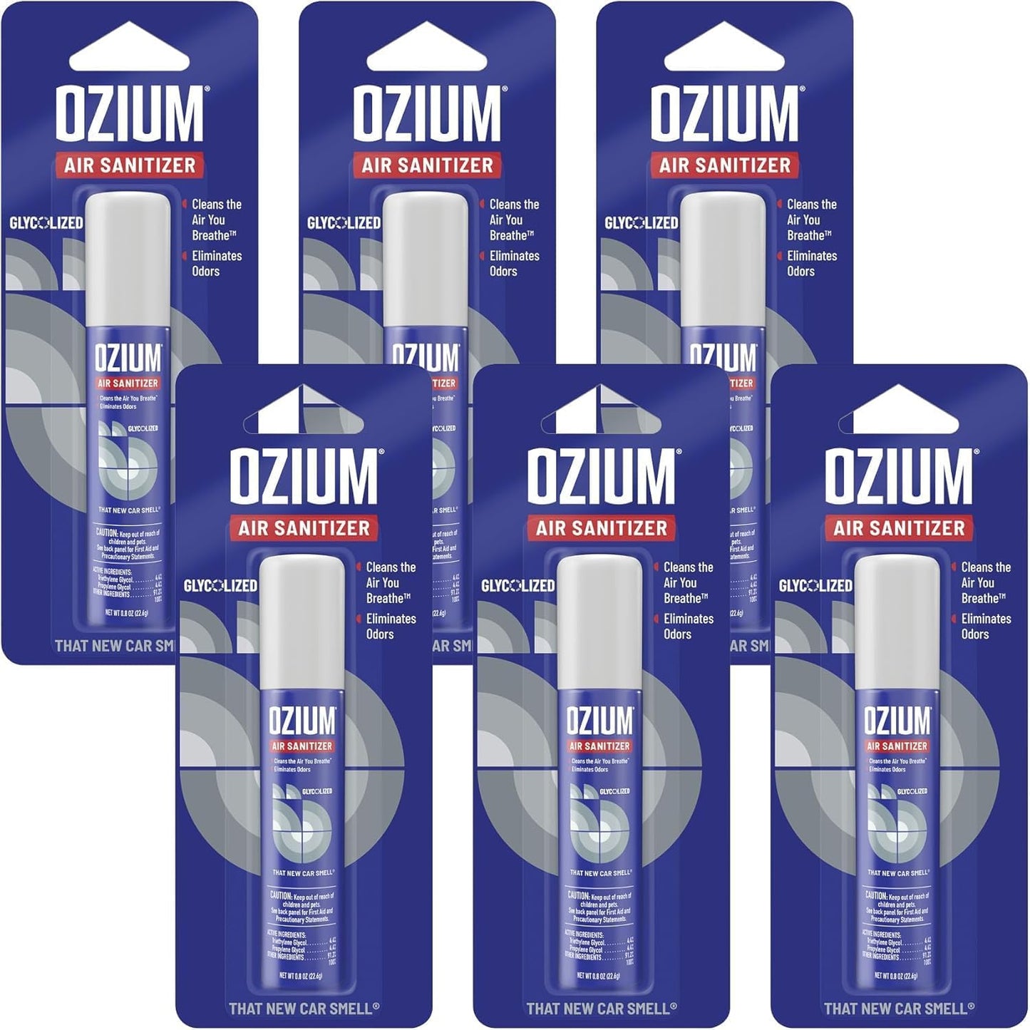 Ozium 0.8 oz. Air Sanitizer & Odor Eliminator for Homes, Cars, Offices and More, Original Scent, Pack of 6