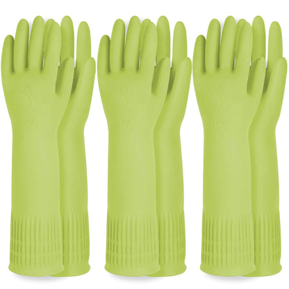 DABOGOSA Mamison 2 Pairs Reusable Waterproof Household Dishwashing Cleaning Rubber Gloves, Non-Slip Kitchen Glove (Pink, Medium (Pack of 2))