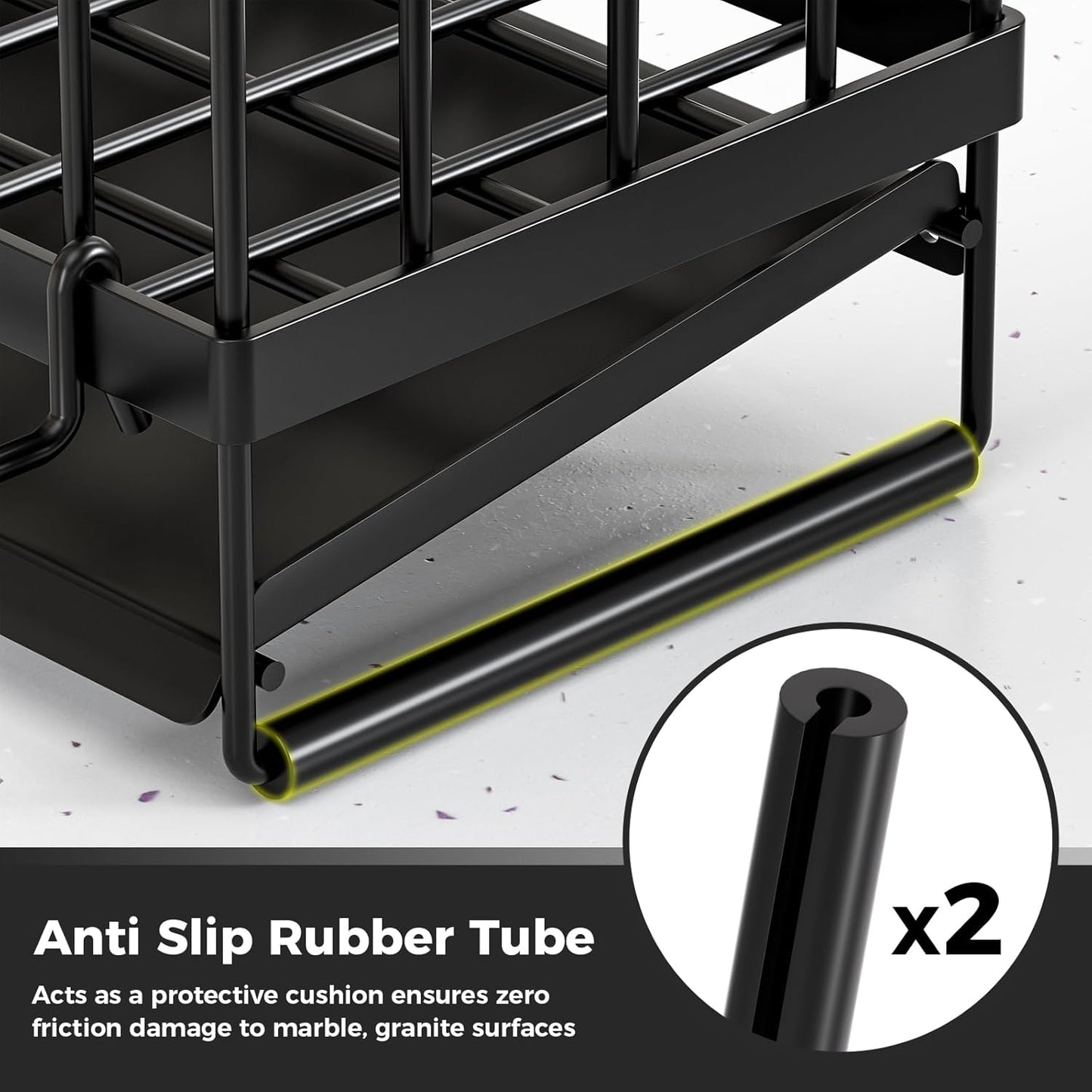 Sponge Holder for Kitchen Sink – Rustproof Stainless Steel with Detachable Drainboard, Brush Rack & Towel Bar | Compact, Non-Slip Design for Countertop Bathroom