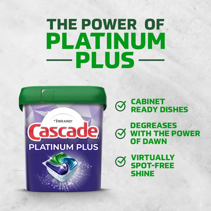 Cascade Platinum Plus ActionPacs Dishwasher Detergent Pods, Dishwasher Soap, Mountain, 52 Count