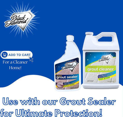 Black Diamond Ultimate Grout Cleaner: Best Cleaner for Tile,Ceramic,Porcelain, Marble Acid-Free Safe Deep Cleaner & Stain Remover for Even The Dirtiest Grout. (1-Quart/1-Brush)