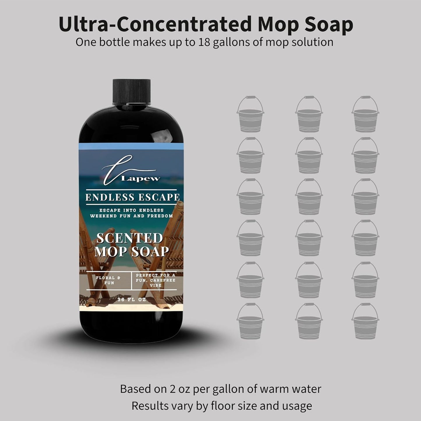 Lapew Santal Scented Mop Soap - Luxury Floor Cleaner Concentrate for Mopping Tile, Laminate, Vinyl & Hardwood | Streak-Free, Low-Foam | 36 oz - Colors B
