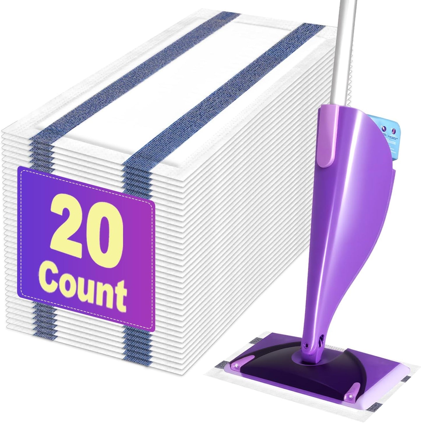 Mop Pads Refill Compatible with Swiffer Wet Jet Spray Mops, Disposable Wet Jet Mopping Pads for Multi-Surface Floor Cleaning, Multi-Layer Thickening and Super Absorbent, 20 Count