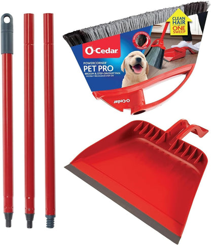 O-Cedar One Sweep Broom with Step-On Dustpan | Remove 99% with One | Lightweight Quiet Cleaning Tool | Ideal for Pet Owners