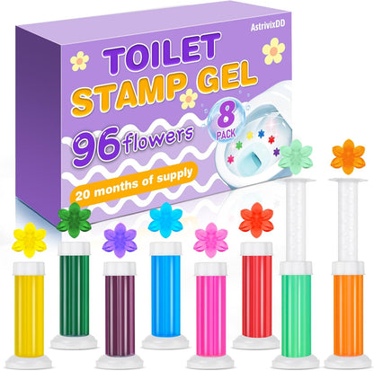 4 Pack Toilet Gel Stamp, 48 Stamps 4 Kinds Of Scent Toilet Bowl Cleaner Gel, Long-Lasting Flowers Shaped Bathroom Freshener, Keeps Toilet Fresh Fragrant and Clean