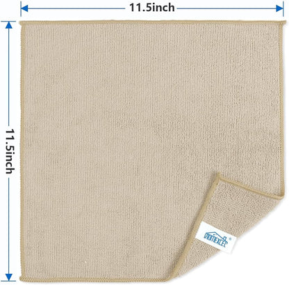 HOMEXCEL Microfiber Cleaning Cloth 210GSM, Pack of 12, Size:11.5" x 11.5", Ultra-Soft, High-Density Non-Abrasive Cleaning Towels for Cars, Glass, Kitchen, Reusable Rags, Blue/Green/Yellow/Pink