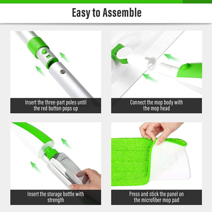 Mops for Floor Cleaning Wet Spray Mop with 14 oz Refillable Bottle and 2 Washable Microfiber Pads Home or Commercial Use Dry Wet Flat Mop for Hardwood Laminate Wood Ceramic